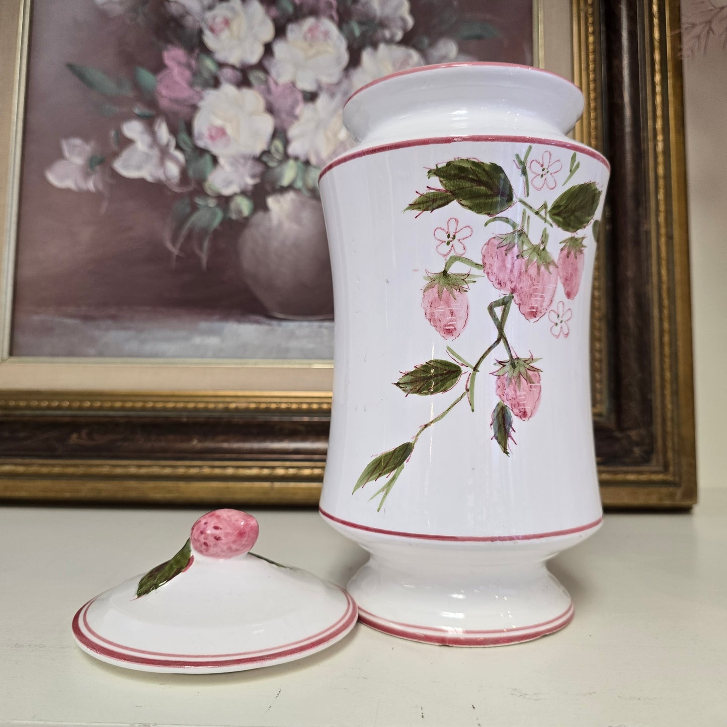 Vintage Premavera Strawberry Ceramic Container with Lid