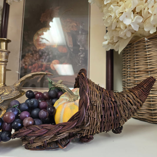 Vintage Wicker Cornucopia