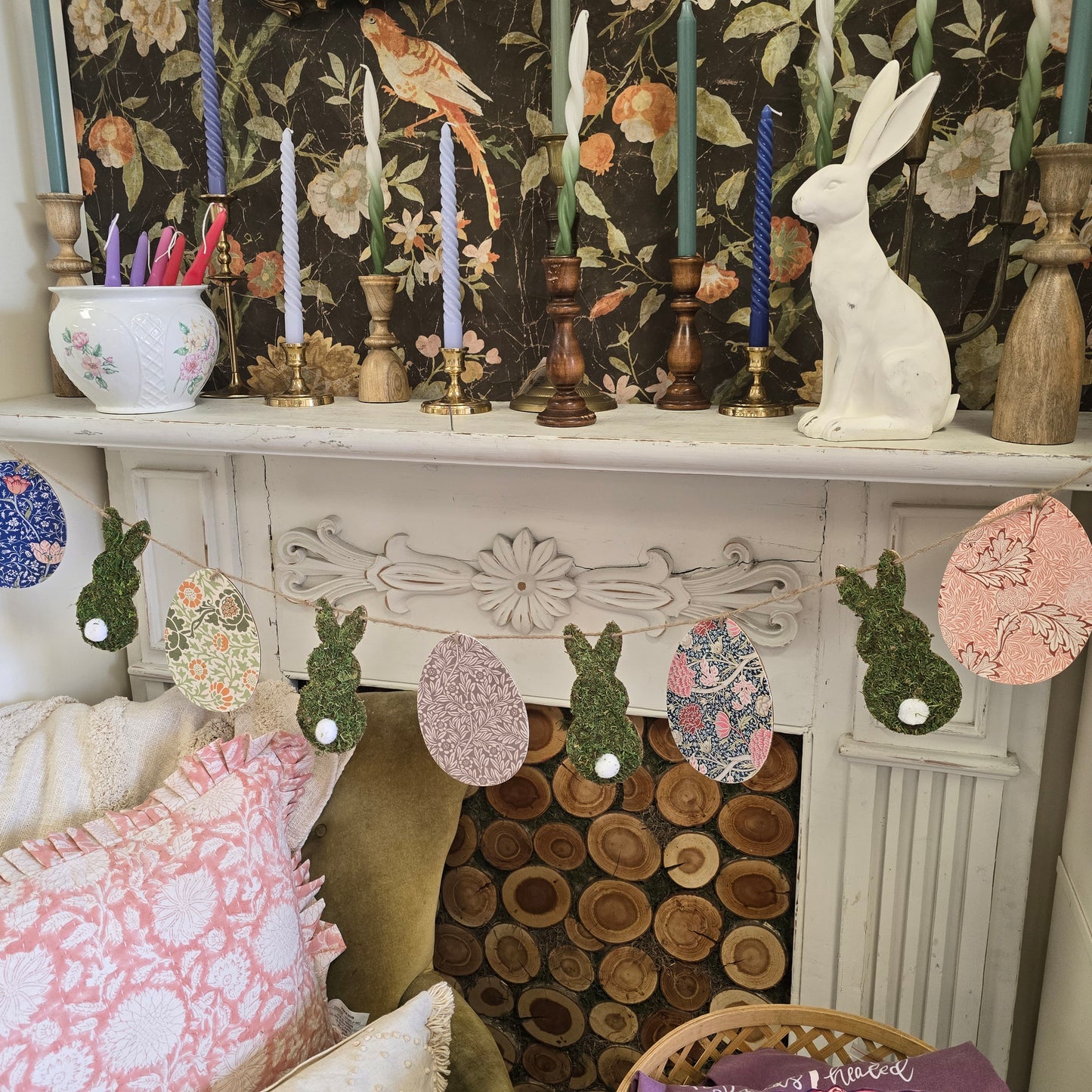 Moss Bunny and Egg Garland