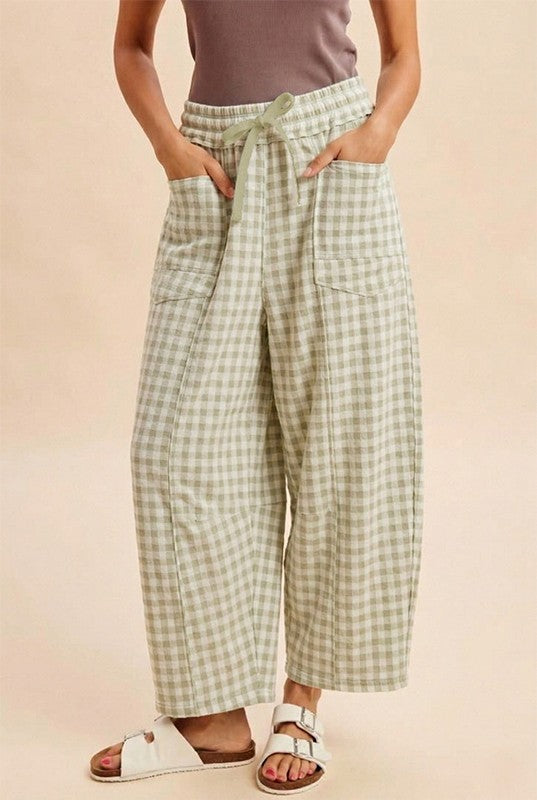 Cozy Check Barrel Pants Multiple Colors (Small to XL)
