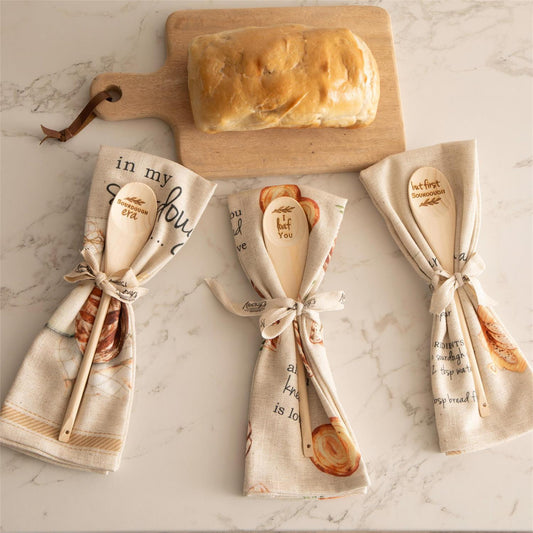 Sourdough Wooden Spoon and Towel Gift Set