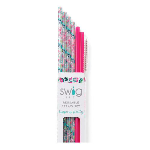 SWIG Party Animal+Hot Pink Reusable Straw Set