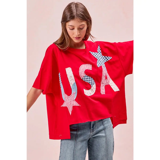 Mix and Match Stars and USA Patchwork Top