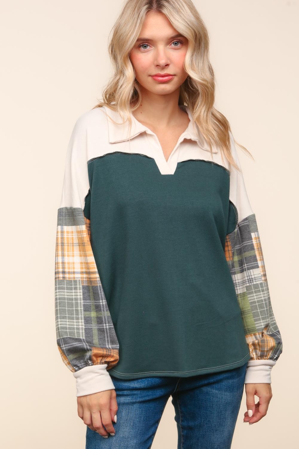 Steady Heart Long Sleeve Collared Shirt (1XL to 3XL)