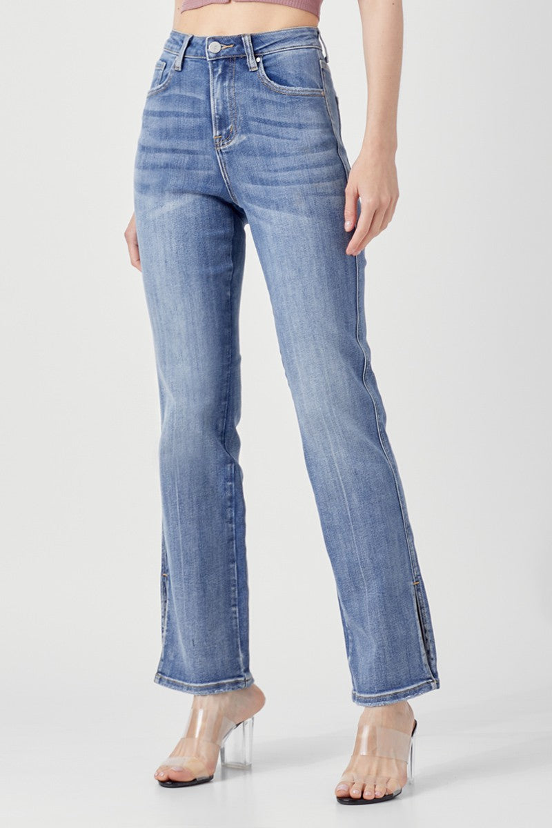 The Sydni High Rise Slim Straight Jeans with Slit