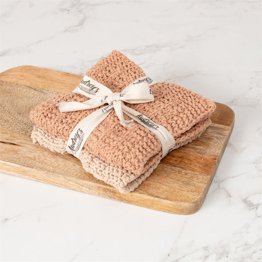 Knitted Terracotta Dish Cloth Set