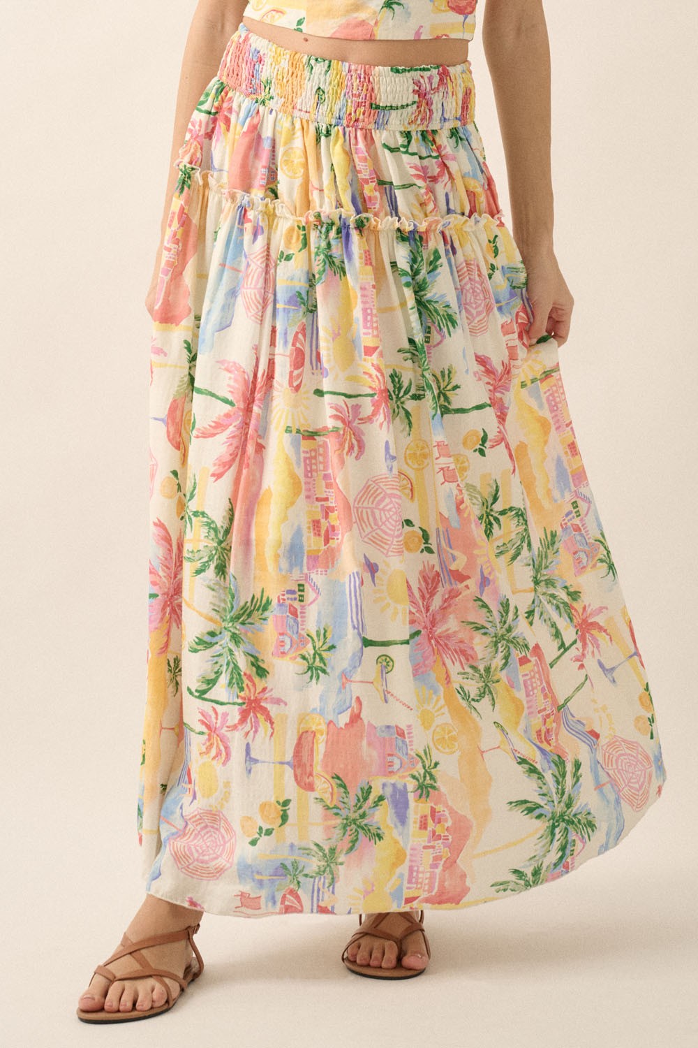 Watercolor Beach Maxi Skirt (Small to Large)