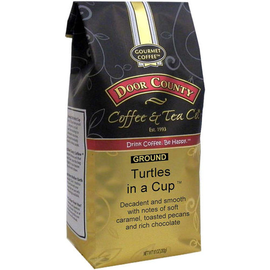 Door County Coffee Turtles in a Cup 10oz Bag of Ground Flavored Coffee