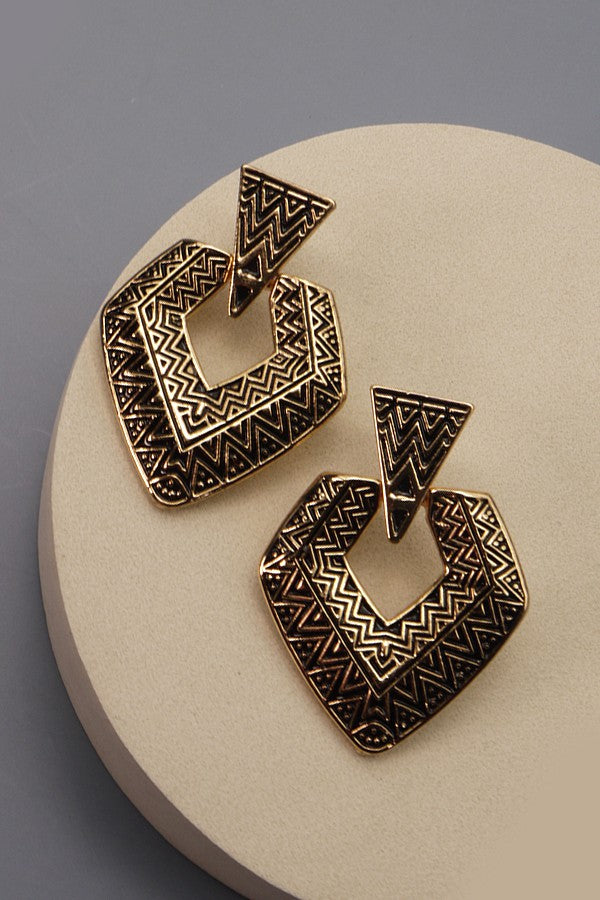 Aztec Antique Gold Earrings