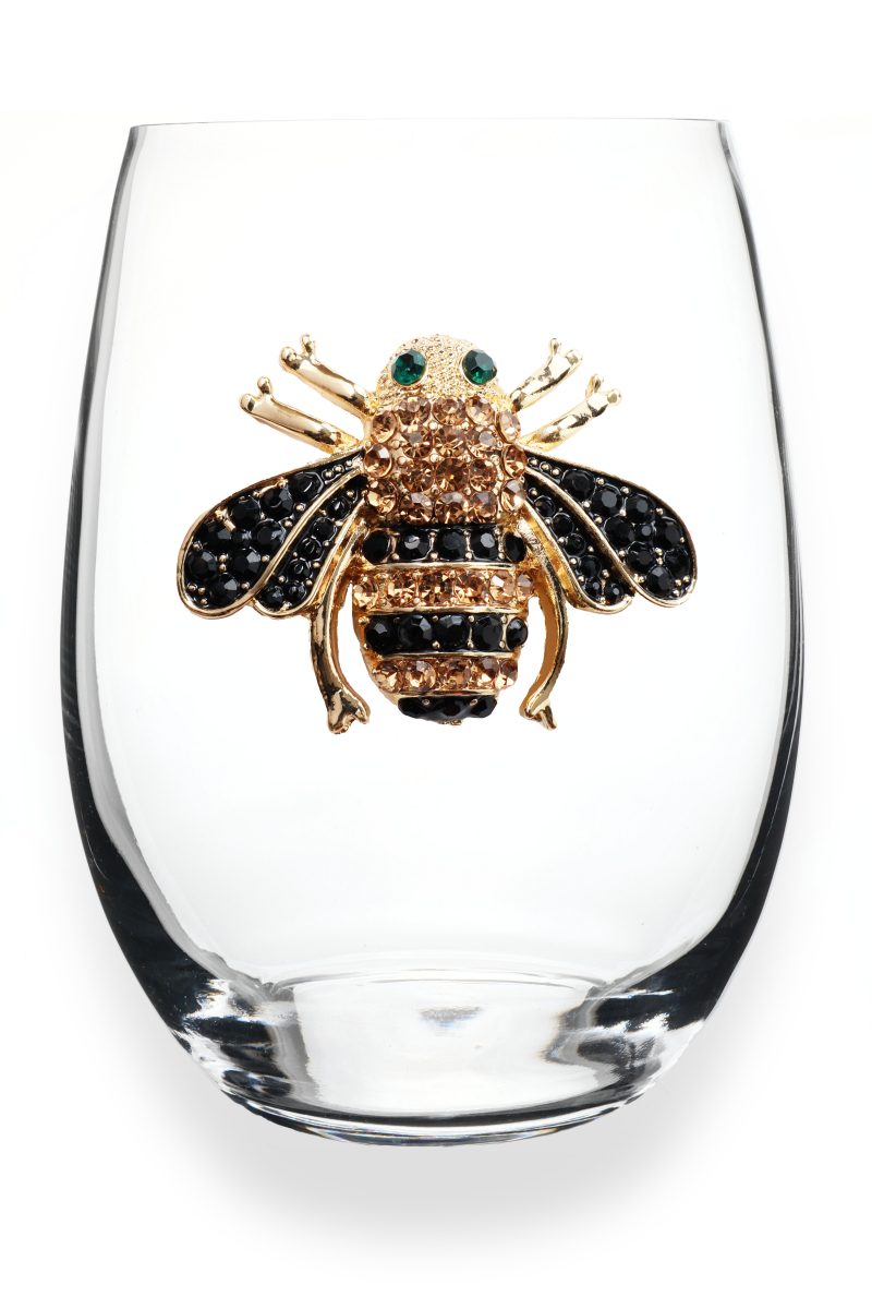 The Queen's Jewels Queen Bee Jeweled Stemless Wine Glass