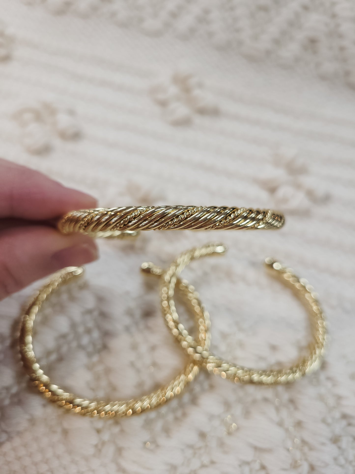 Gold Textured Adjustable Bangle (Jennifer Thames Originals)