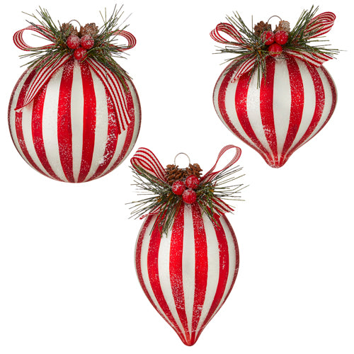 5" Striped Glass Ornaments