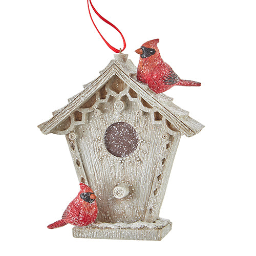 Cardinal on Birdhouse Ornament