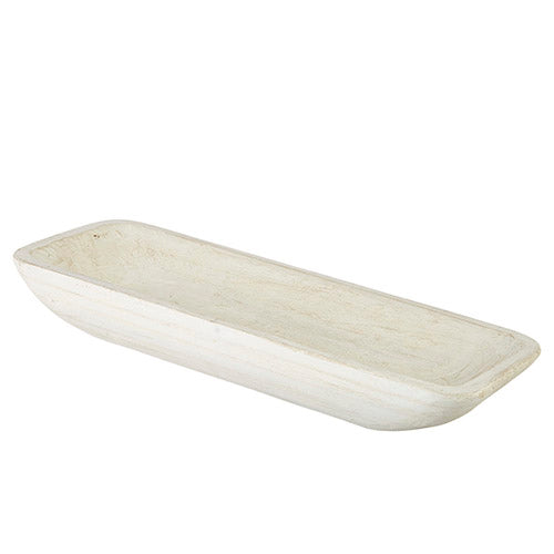 20" White Wooden Dough Bowl