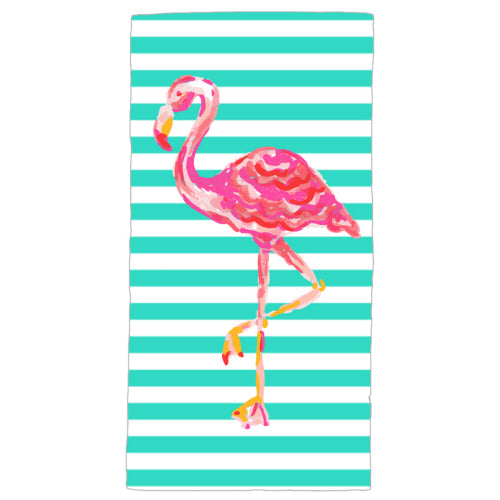 Flamingo Stripe Beach Towel