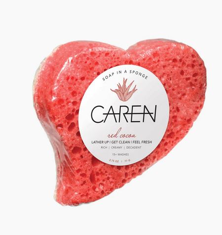 Caren Red Cocoa Heart Shower Sponge