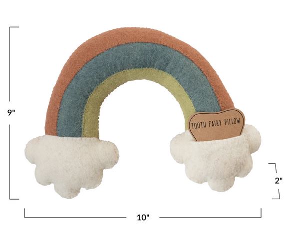 Rainbow Tooth Fairy Pillow 10" x 2"
