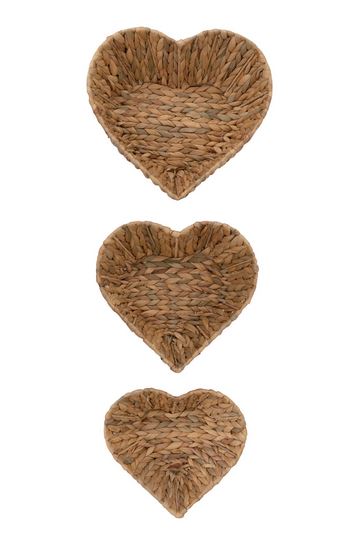 Hand-Woven Water Hyacinth Heart Shaped Baskets