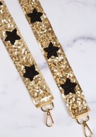 Gold/Black Sammy Star Sequin Crossbody Strap