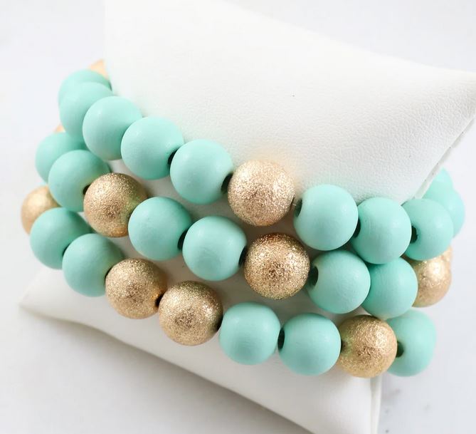 Mint Isabella Textured Ball Bead Bracelet