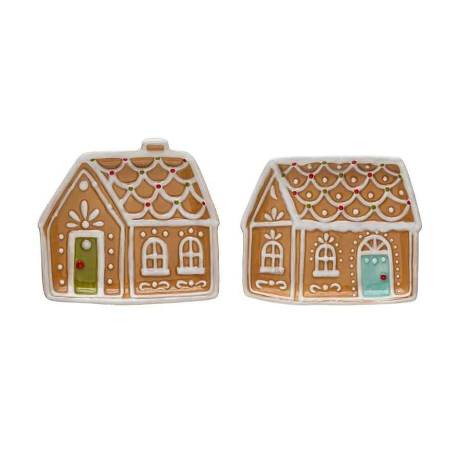 Ceramic Gingerbread House Shaped Plate (2 Style Options)