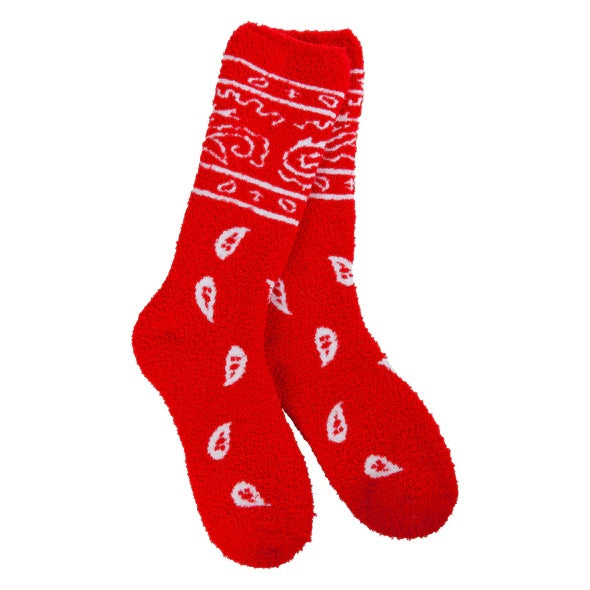 Red Cozy Bandana Crew World's Softest Sock