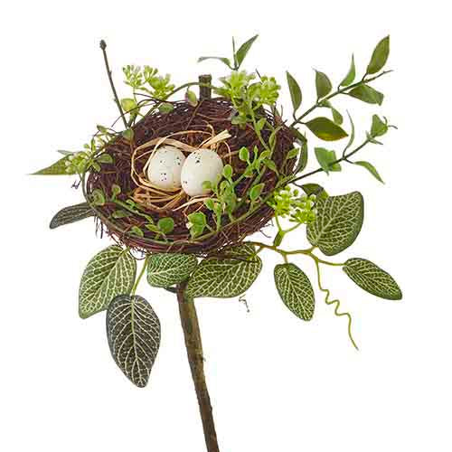 10" Artificial Bird Nest with Eggs Pick