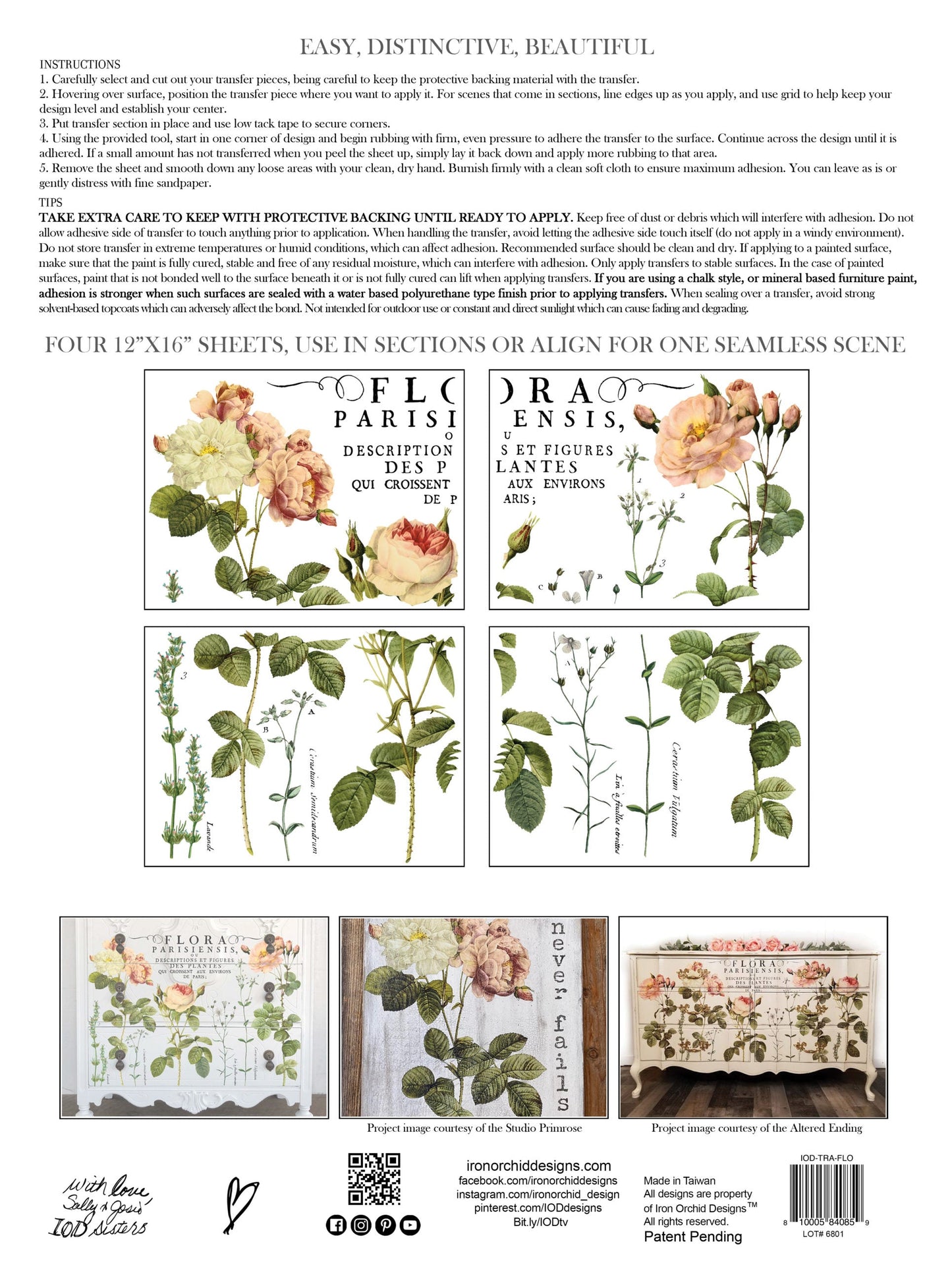 Flora Parisiensis Transfer by Iron Orchid Designs