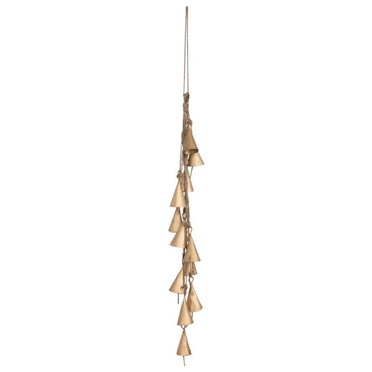 Hanging Metal Bell Cluster with Jute Rope