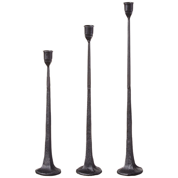 Set of Three Iron Taper Candle Holders