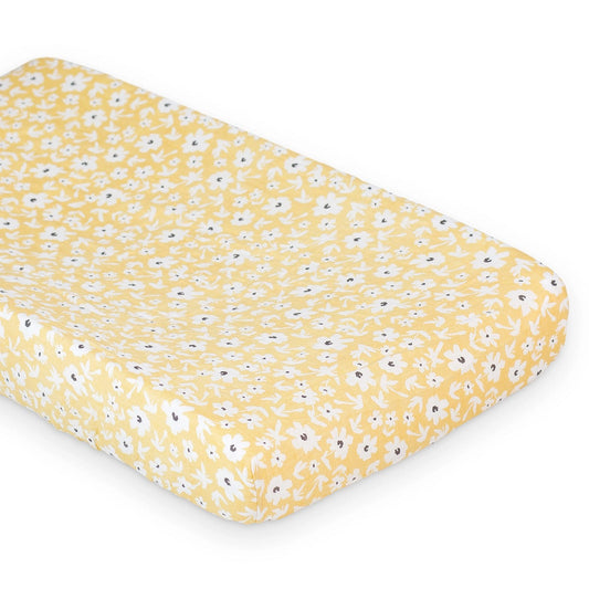 Lulujo Yellow Wildflowers Changing Pad Cover