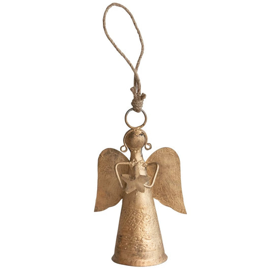 Metal Angel Bell Ornament (2 Size Options)
