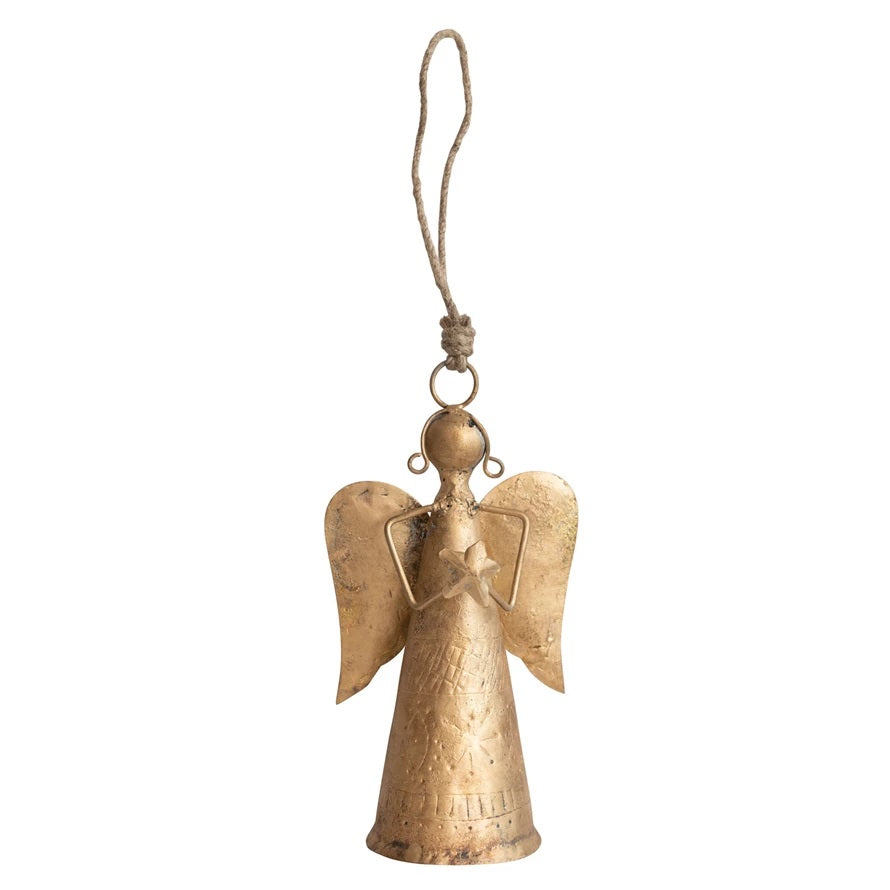 Metal Angel Bell Ornament (2 Size Options)