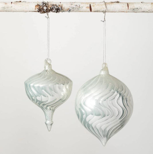Silver Glass Ornament in 2 Styles