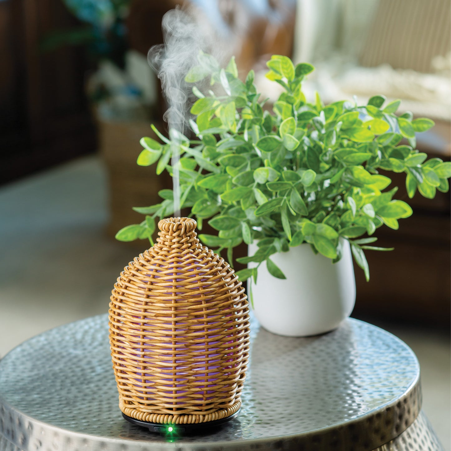 Ultra Sonic Essential Oil Diffuser Wicker Vase