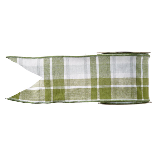 Green Plaid Wired Ribbon