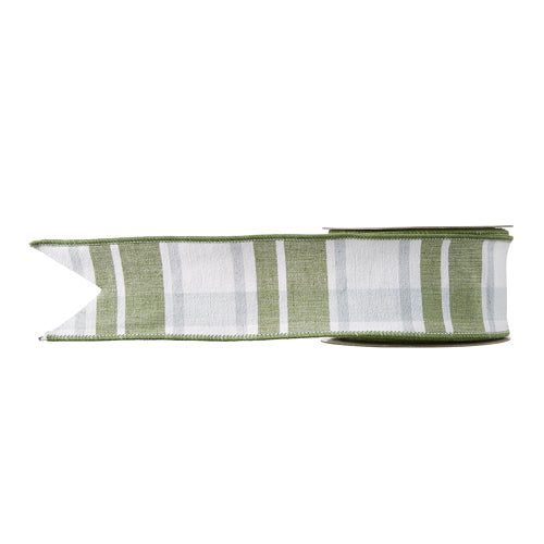 Green Plaid Wired Ribbon