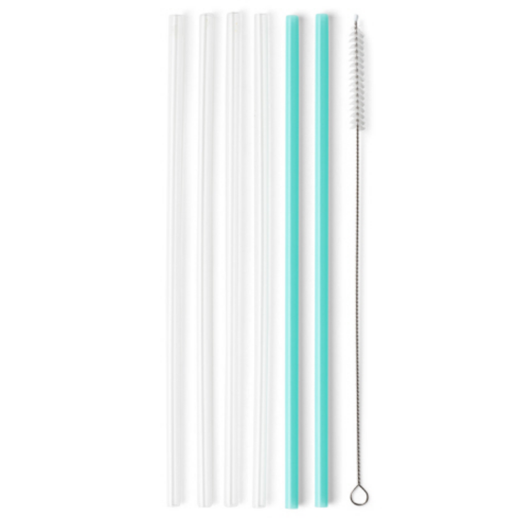 SWIG Clear + Aqua Reuseable Straw Set