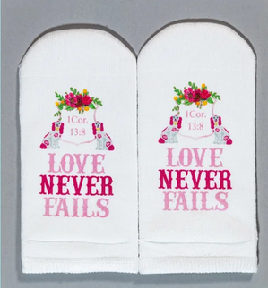 Standing on the Word Scripture Socks-Love Never Fails 1 Cor. 13:8