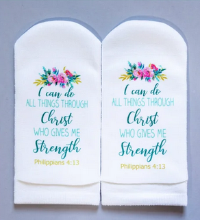 Standing on the Word Scripture Socks- I Can do all Things through Christ Philippians 4:13