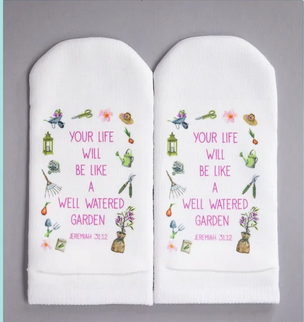 Standing on the Word Scripture Socks- Well Watered Garden Jeremiah 31:12