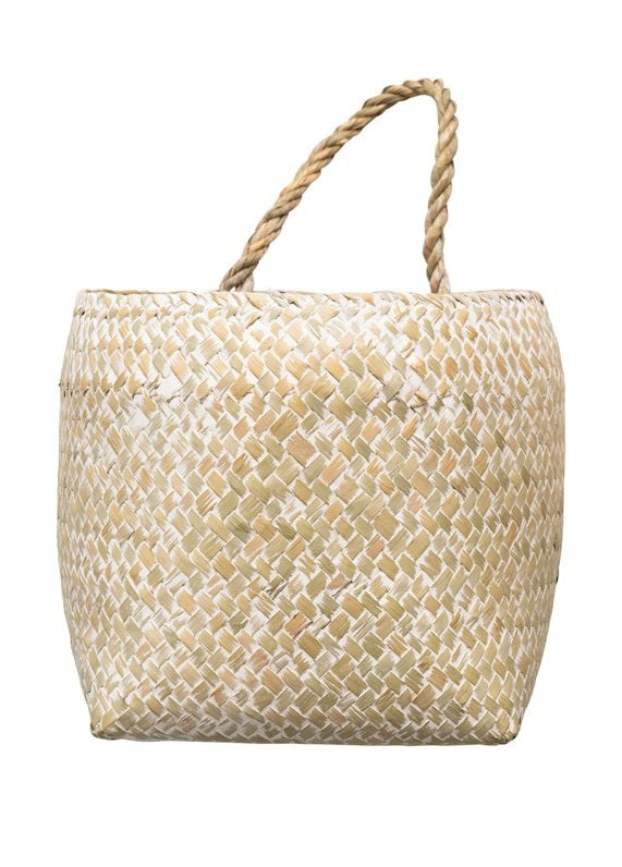 White Washed Seagrass Wall Basket