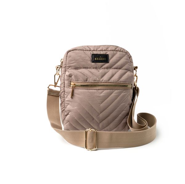 Kedzie Taupe Quilted Crossbody