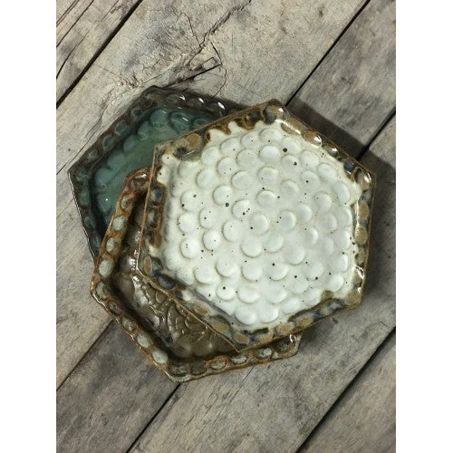 Fingerprint Pottery Hexagon Dish (Kiwi)