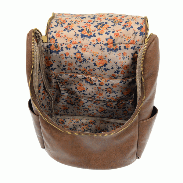 Kerri Side Pocket Backpack (Brown)