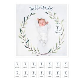 lulujo Baby's First Year Blanket + Cards | Hello World