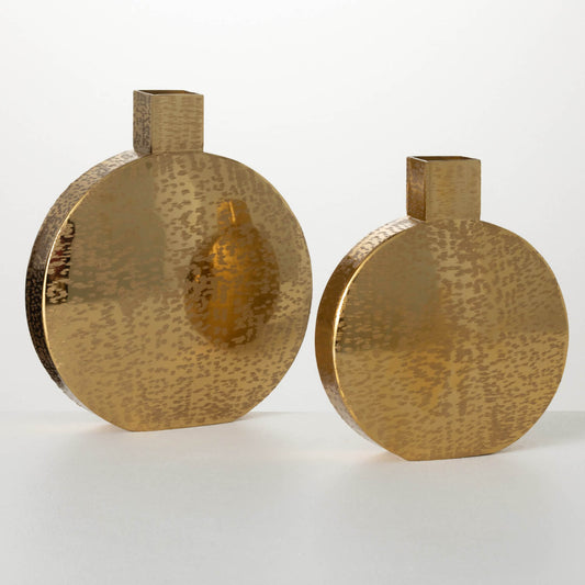 Gold Textured Metal Round Vase
