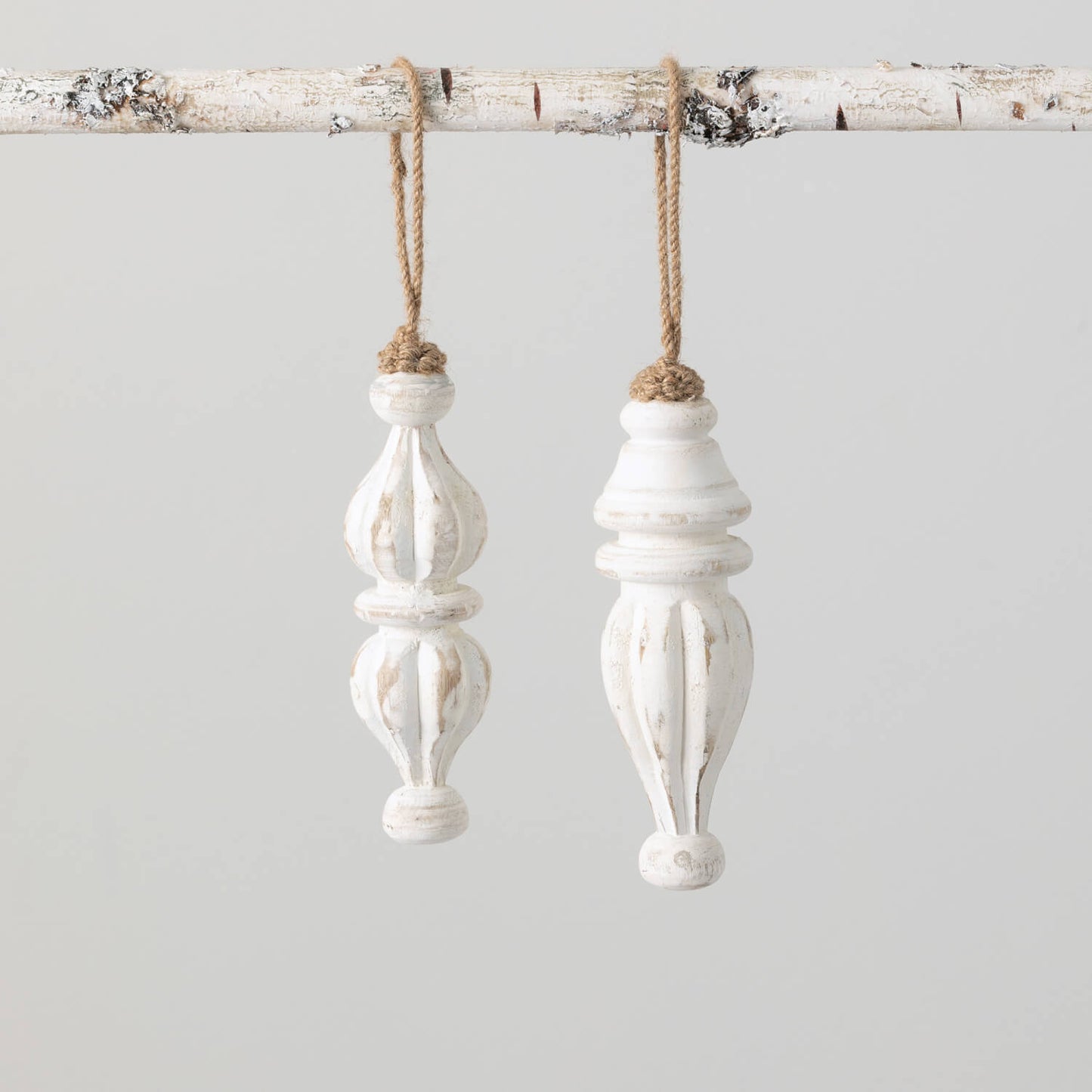 Classic White Washed Finial Ornament