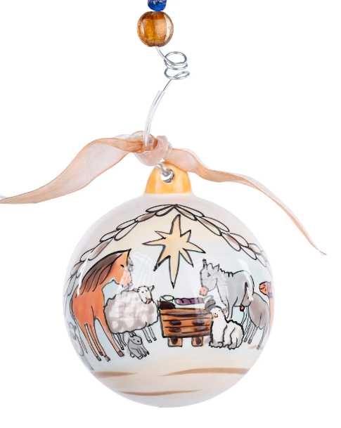 Thrill of Hope with Animals Scene Glory Haus Ornament