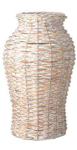 White Washed Wicker Vase (Size Options)